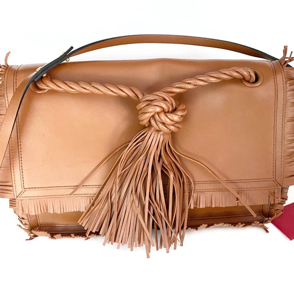 VALENTINO GARAVANI Leather Crossbody/clutch  Large Fringe Detachable Strap - Picture 2 of 16